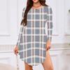 Women's Long-sleeved T-shirt Dress With Round Neck, Knee-length, Loose Fit, Casual And Pockets