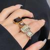 Elegant Rhinestone Open Square Ring - Versatile High-End Fashion Jewelry