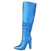 Western High Boots for Women 2024 Winter Knee High Boots Pointed Pink Blue Silver Heels Casual Long Shoes Female Large Size