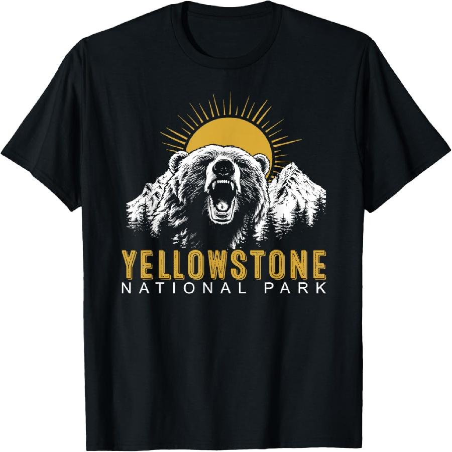 

Yellowstone National Park Vintage Wild Bear Sunset T-Shirt XXXXXL чорний