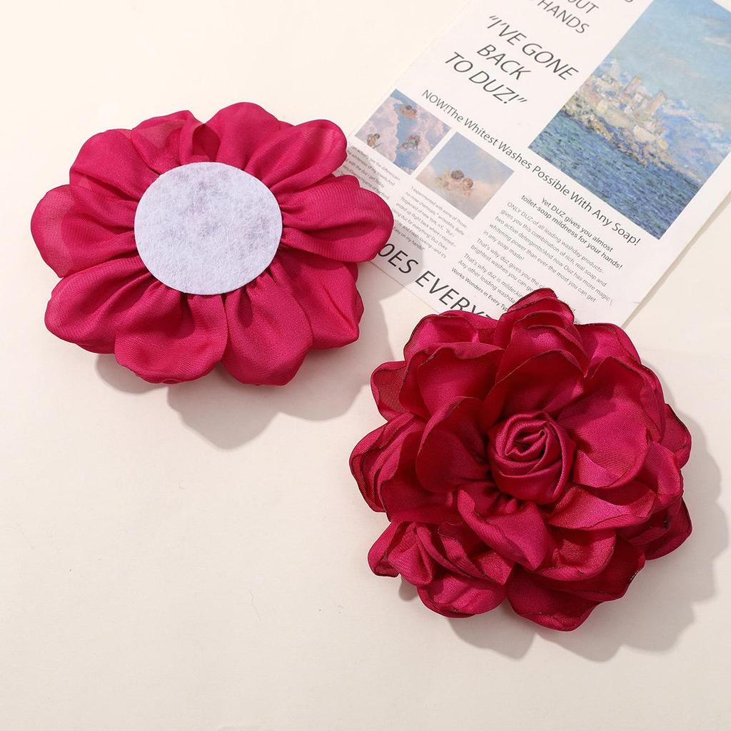 Korean Retro Satin Rose DIY Hair Accessories & Women's Necklace Brooch