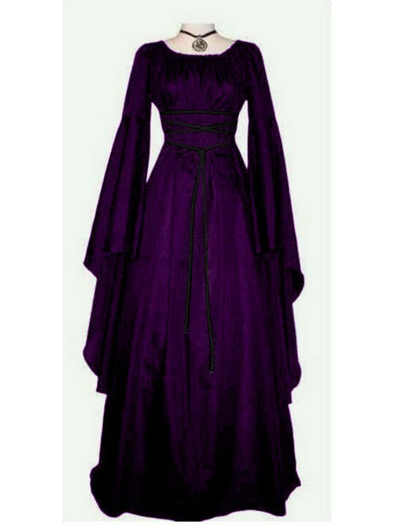 

2019wish Женское платье с длинным рукавом, поясом и асимметричным подолом - Костюм для Хэллоуин-вечеринки XL