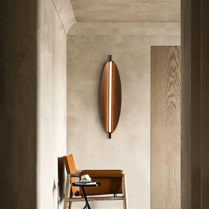 Imitation Wood Elliptical LED Wall Lamp Living Room Hotel Aisle Lighting  New Style Simple Drop Shipping