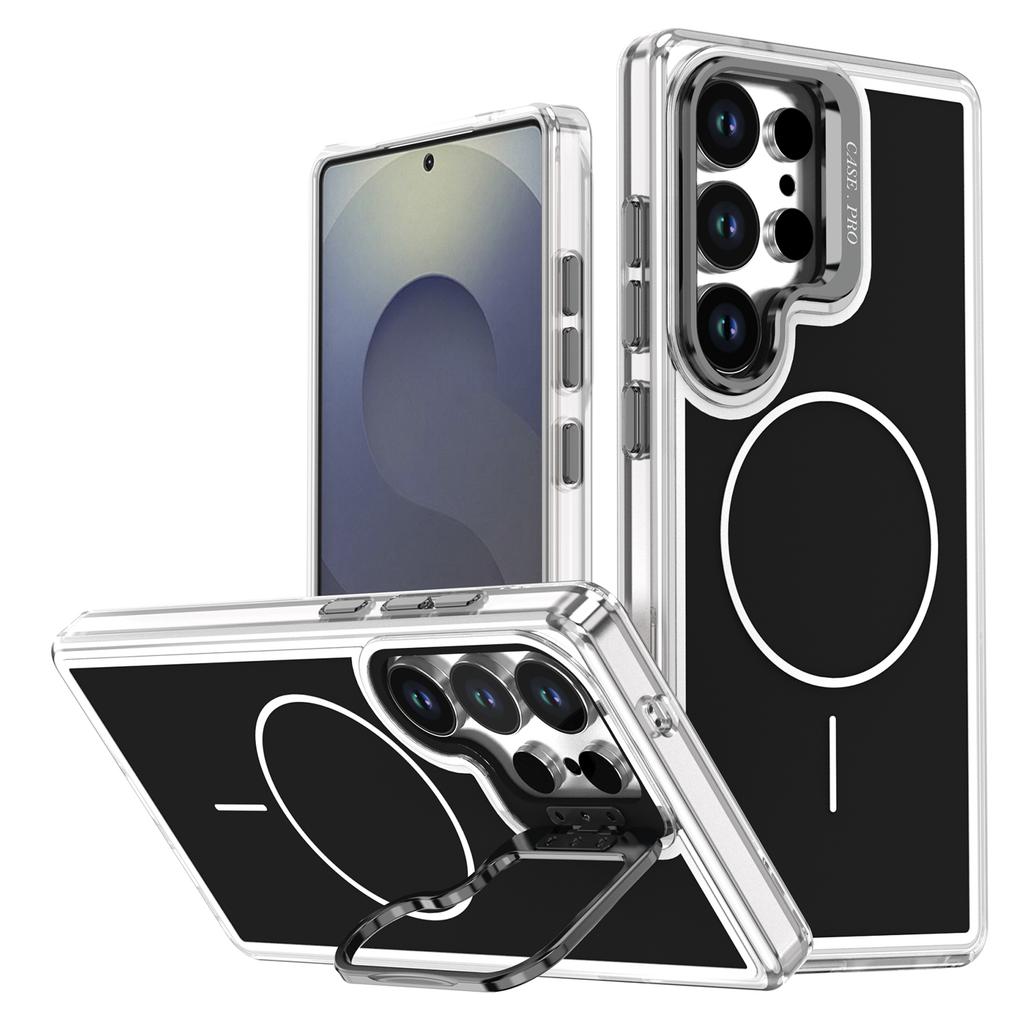 For Samsung Galaxy S26 Ultra Magnetic Case Matching Color Lens Kickstand TPU PC Phone Cover