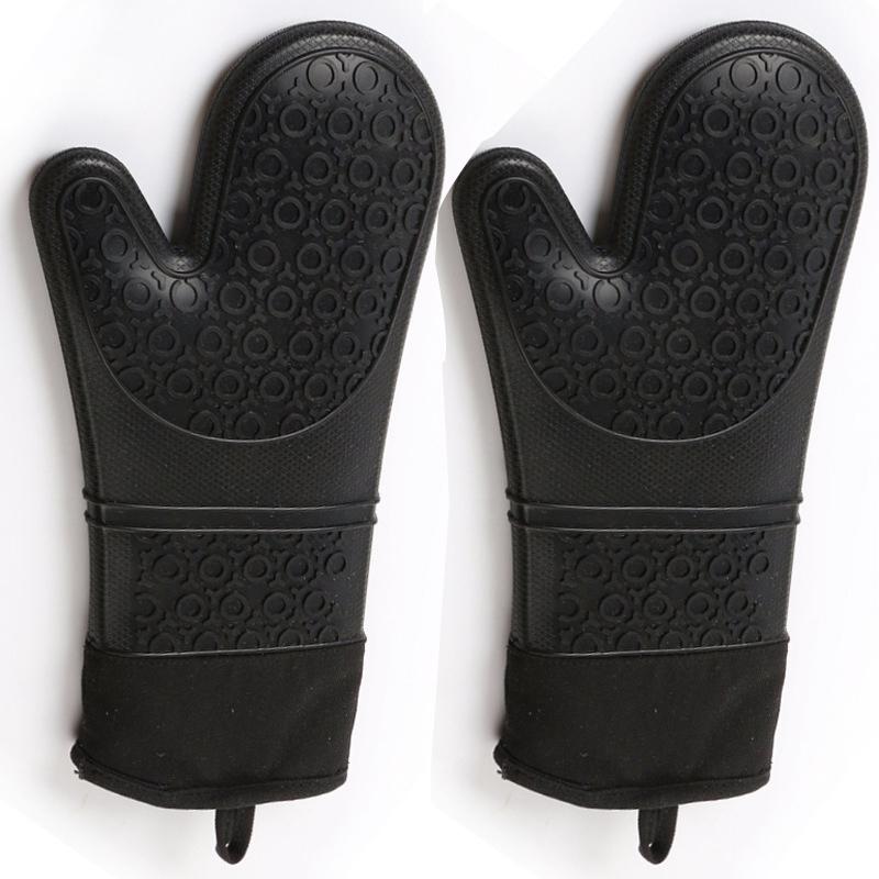 1/2Pcs Professional Oven Gloves Heat Resistant Silicone Gloves Oven Mitts Non-Slip Cooking Barbecue Gants With Soft Inner Lining