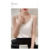 Camisola interior de seda con cuello en V delgada para mujer de primavera y verano