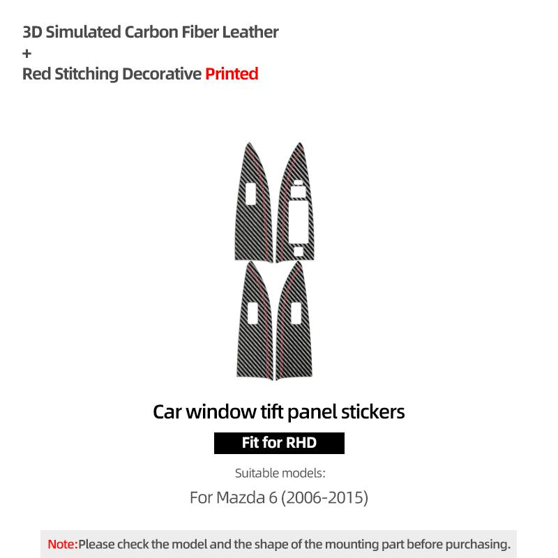 

Betterhumz For Mazda 6 2006-2015 Made of Alcantara Auto Door Window Control Panel Trim Stickers Car Interior Tuning Accessories Carbon Leather RHD