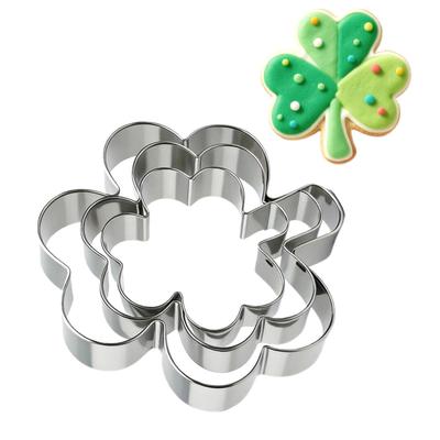 Juego de 3 cortadores de galletas de trébol/trébol de cuatro hojas. Molde para Galletas de Patrick Molde de Cocina para Hornear Cortador de Queso Cortador de Galletas Molde para Fondant