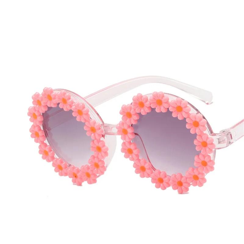 Round Sunglasses For Girls Boys Floral Frame Baby Sun Glasses Outdoor Sun Protection Eyewear Uv400 Protection Shades Eyewear