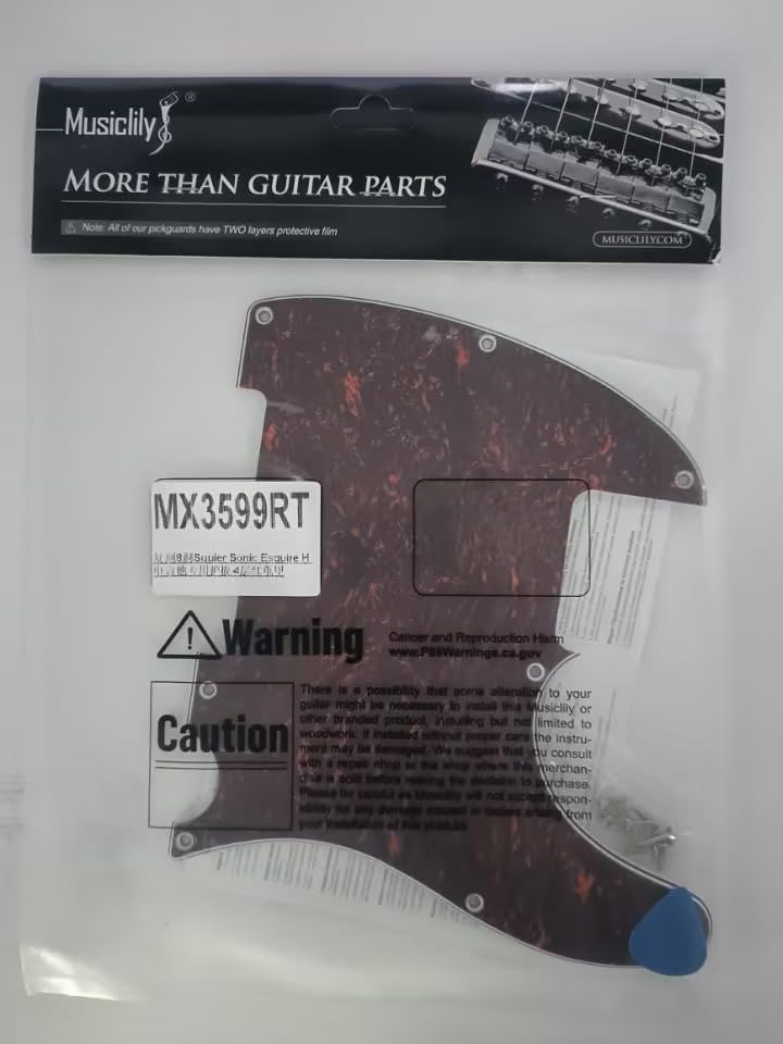 Musiclily Pro 8-Hole Guitar Pickguards for Squier Sonic Esquire H Electric Guitars, 4-Piece Set, Red Tortoise Shell