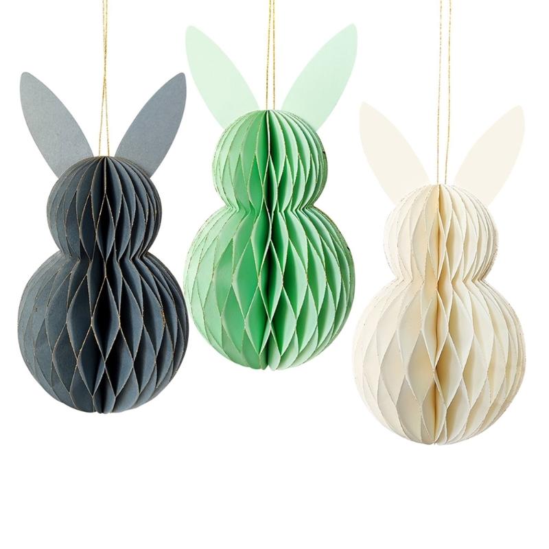 1Set Colorful Lovely Rabbit Honeycomb Balls Tree Pendants for Parties and Store Displays Decorations