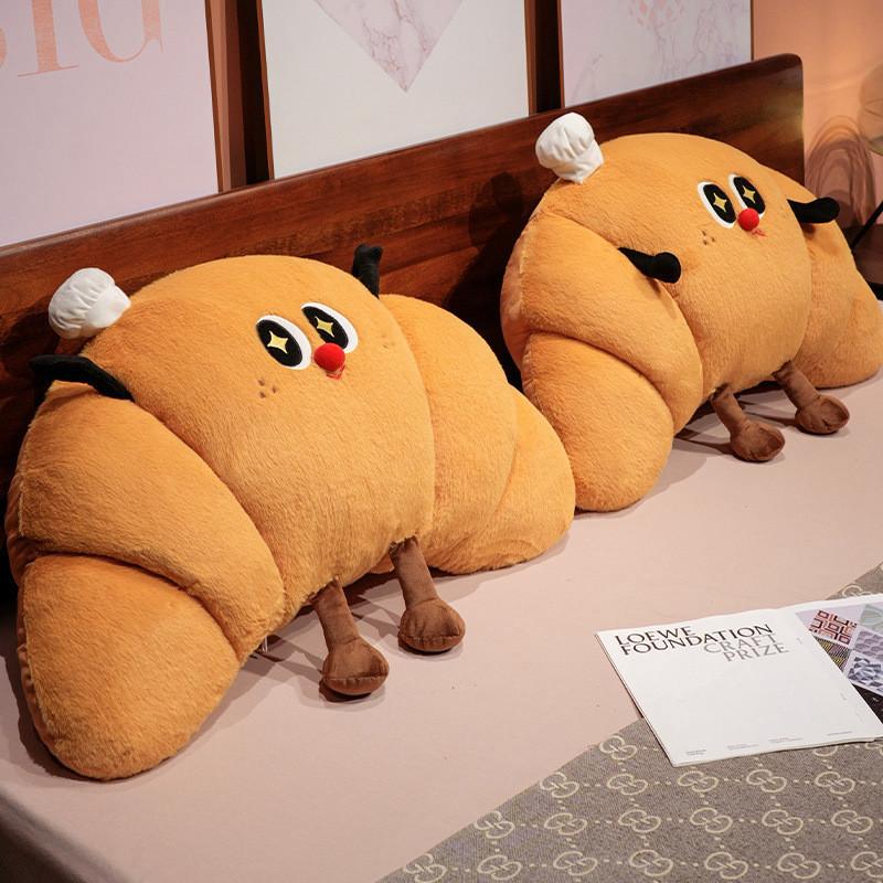 Cartoon Croissant Shape Cushion With Plush Cover For Bed Sofa Lounge
