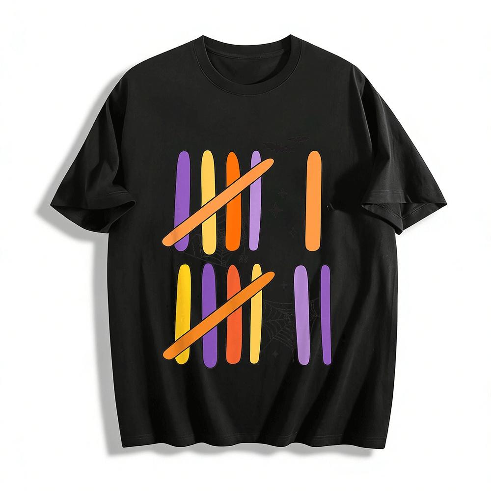 

Halloween Fun Counting Rod Print Casual Top Pure cotton T-shirt XXS