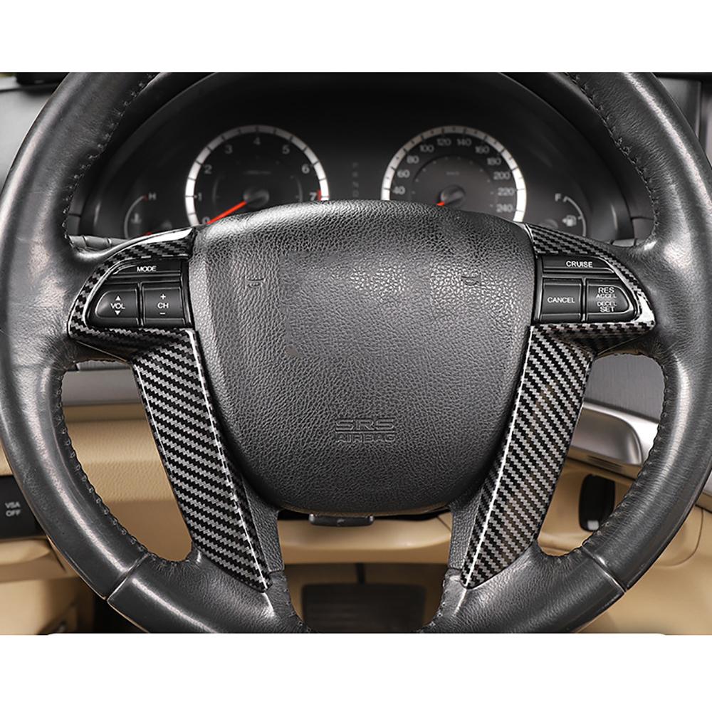 Black Carbon Fiber Pattern Steering Wheel Trim Cover For Honda Accord 2008-2012