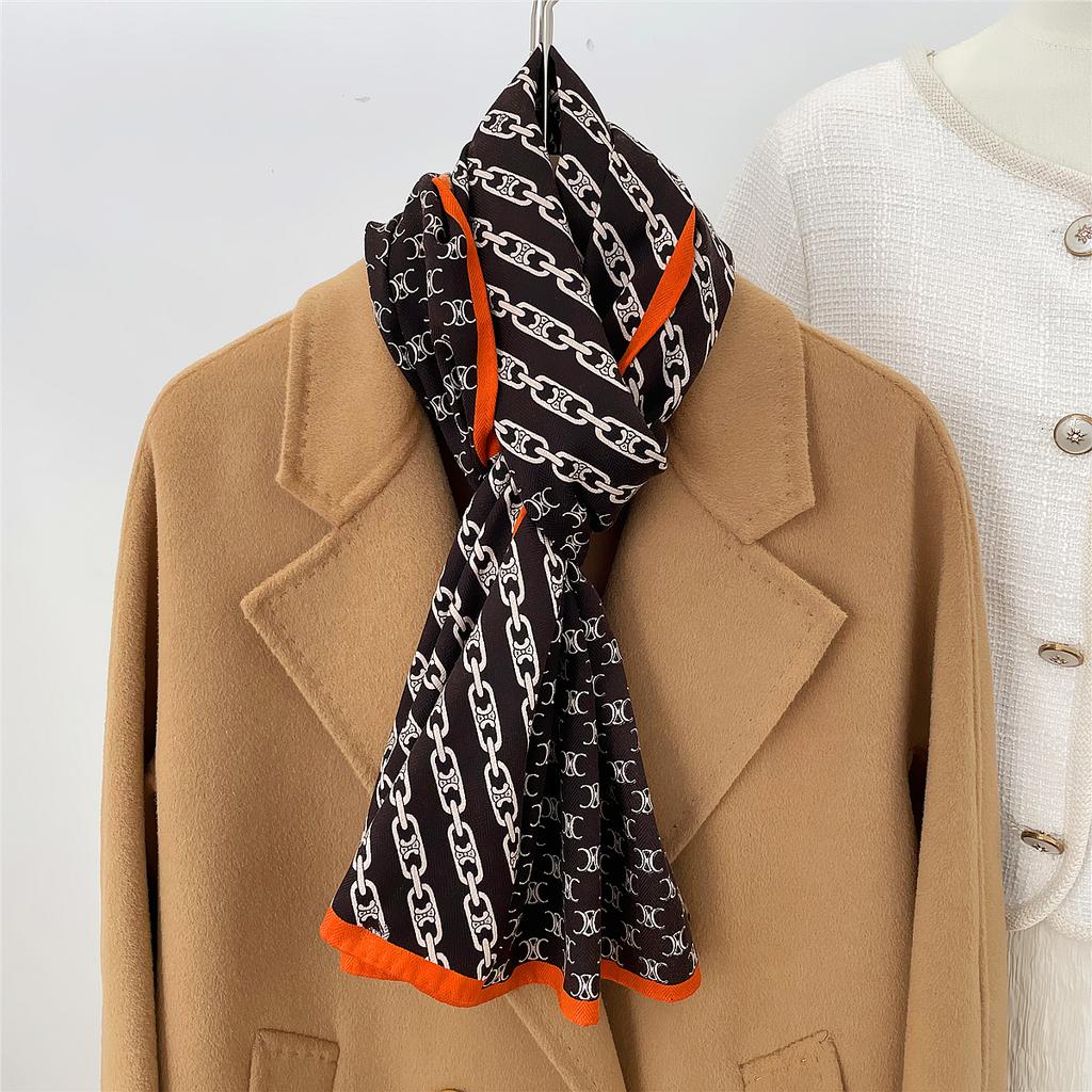 Gift for Mom Thin Silk Scarf Small Shawl for Women 2024 New Long Style Elegant Fashionable Large Ribbon Decoration