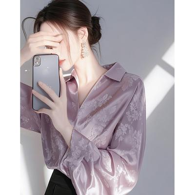 2025 New Light Mature French Jacquard Shirt Women's Design Sense High End Shirt Stylish Versatile Top