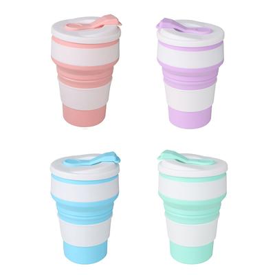350Ml/500Ml Silicone Dobrável Copo Dobrável Caneca Com Tampa Café Viagem Ao Ar Livre Portátil Água Beber Chá Copos