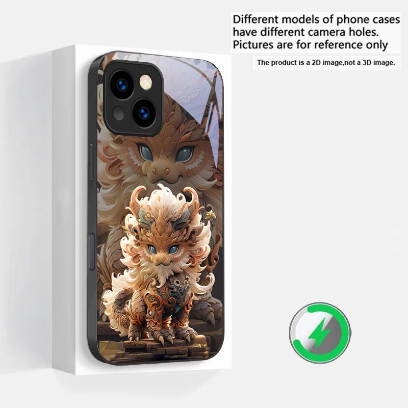 Kirin with Flowing Hair Suitable For iPhone 16E 17 Pro Max 15 Pro 14 13 Plus 12 Mini 11 16 Air 17Pro Magnetism Glass Phone Case