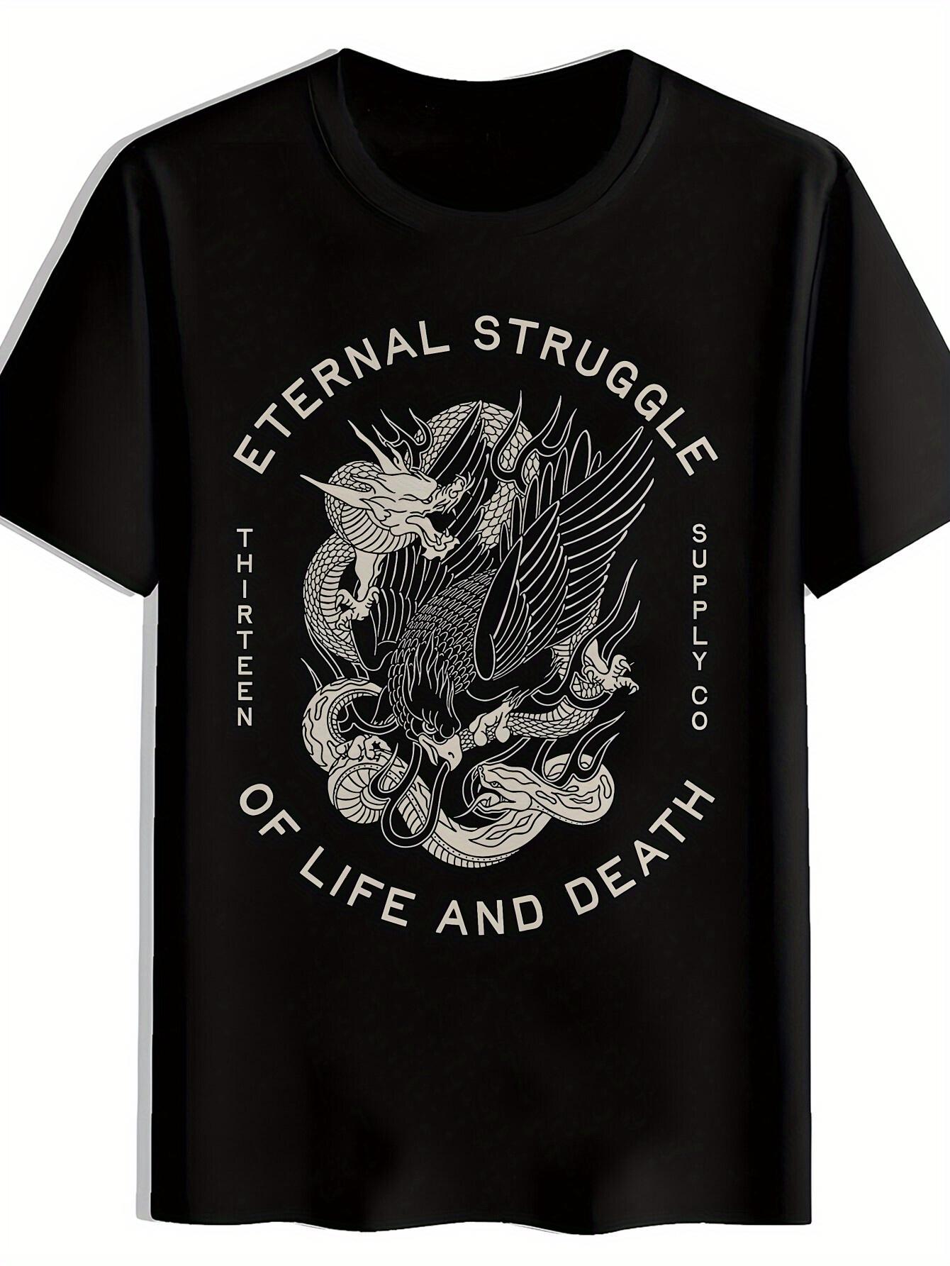 T-shirt Vintage Rock Band Graphic - Casual Crew Neck Short Sleeve Summer Top with ETernal Struggle Design S