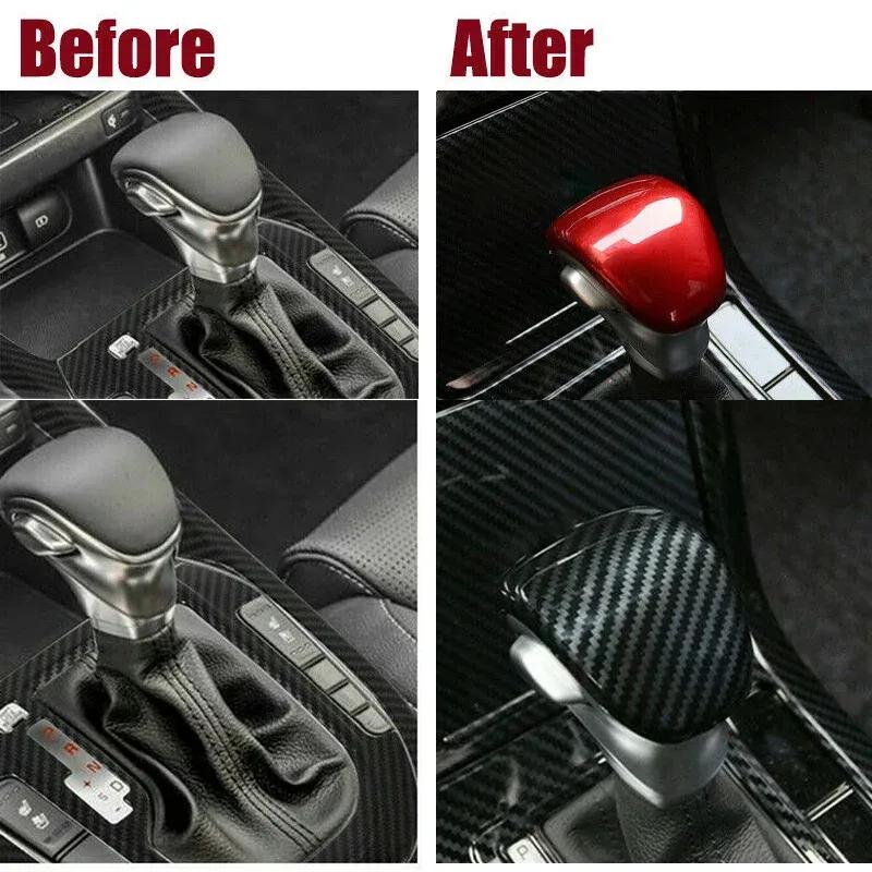 For Kia Forte K3 Carbon Fiber Style Red ABS Interior Gear Lever Shift Knob Cover Sticker Trim Auto Car Parts