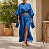 Polyester Fiber Outfit Women Summer 2 Piece Outfits Batwing Half Sleeve Crop