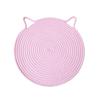 1Pc Cotton Rope Woven Insulation Pad Design Dining Table Tray Mat Insulation Pad Cartoon Cat Ear Shaped Solid Color Dining Table