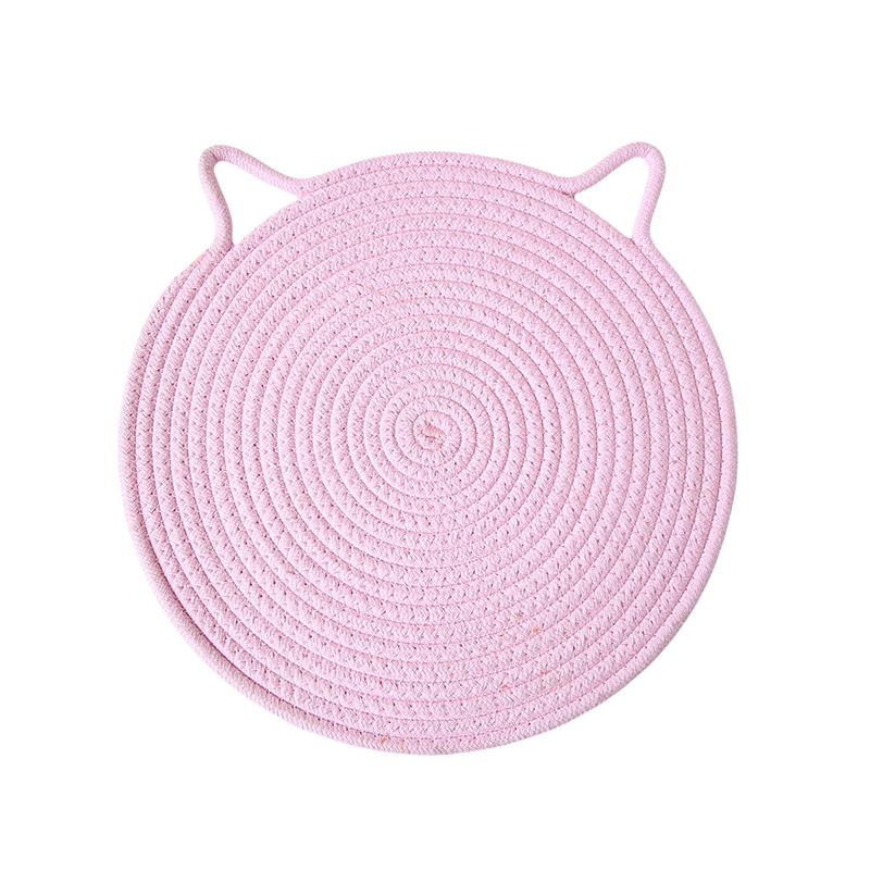 

1 шт. Плетеный из хлопковой веревки изоляционный коврик Дизайн Поднос для обеденного стола Изоляционный коврик Мультяшный в форме кошачьих ушек Однотонный Обеденный стол