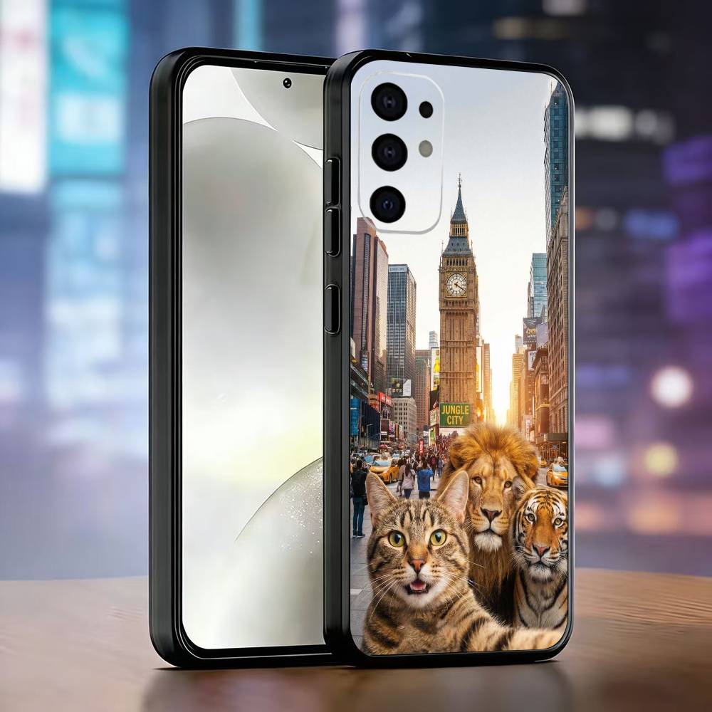 Kitty selfie Phone Case Black Silicone Soft For Samsung S25,S24,S21,S22,S23,S30,Ultra,S20,Plus,Fe,Lite