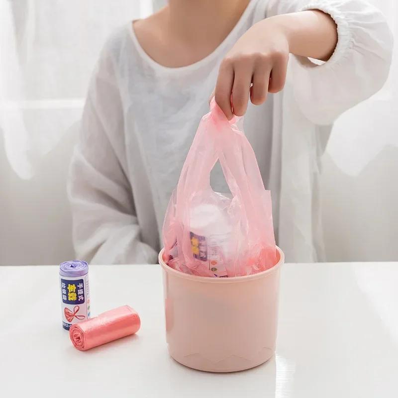 A Roll of PCS Garbage Bag Vest-Style Household Garbage Bag Degradable Portable Disposable Storage Bag Cleaning Tool 1roll