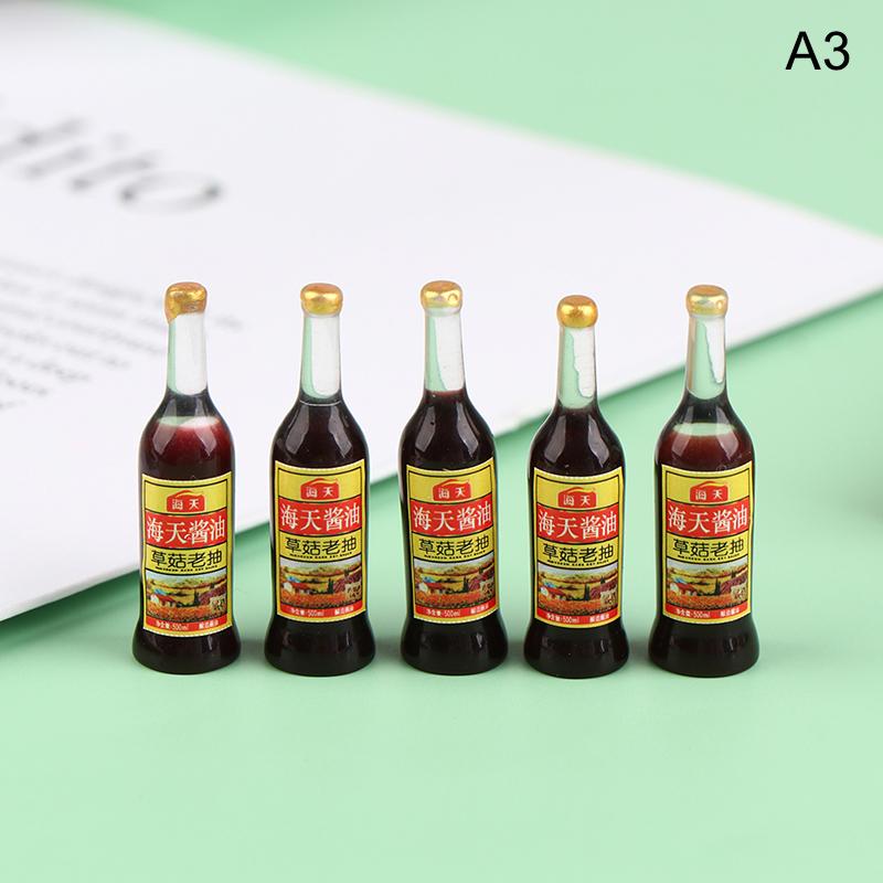 5Pcs Miniature Dollhouse Kitchen Condiment Oil Vinegar Soy Sauce Detergent Model For Dollhouse Accessories Decoration