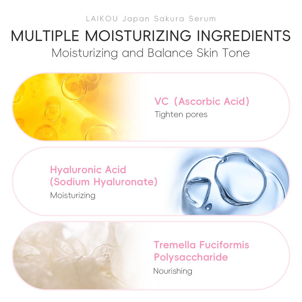 Sakura Whitening Face Serum Fine Lines Tighten Pores Improve Melanin Pigment Dull Moisturizer Brighten Skin Care