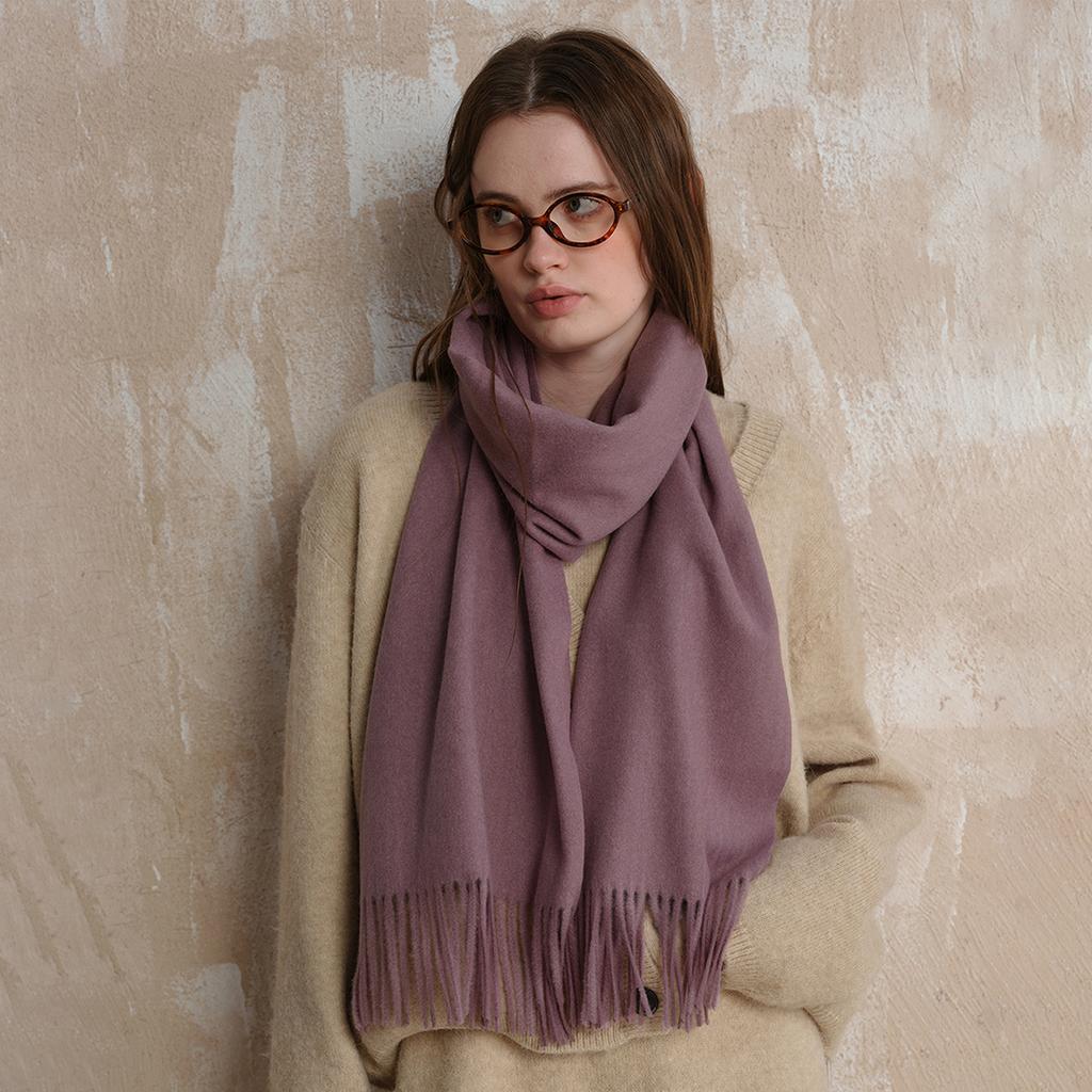 Wool scarf, unisex classic high-end B with warm solid color fringed scarf women's shawl autumn and winter