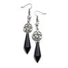 Gothic Black Teardrop Beaded Star Earrings