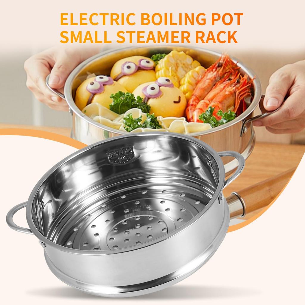Haskoss 20cm Thick Stainless Steel Food Steamer with Double Ears for Soup Pot and Milk Pot, Kitchen Tool