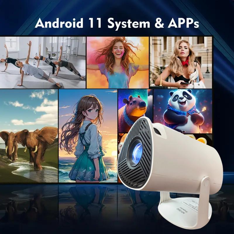 HY300 Projector Android 11.0 120ANSI Native 720P Support 4K Decode Video Auto Correction Mini Portable Projector,  Perfect Gift