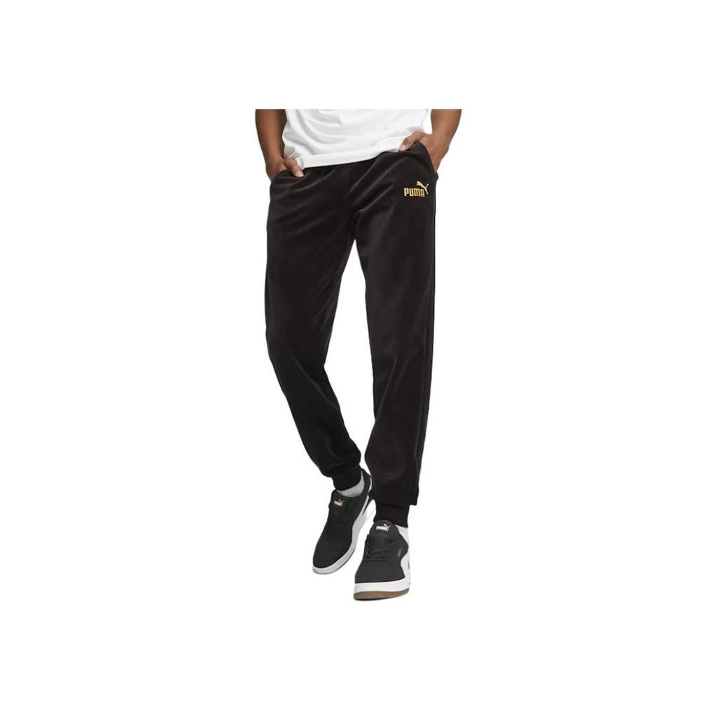 Puma Logo Embroidered Elastic Waist Mid Rise Knit Sports Pants Men Bottoms Black 680145-01