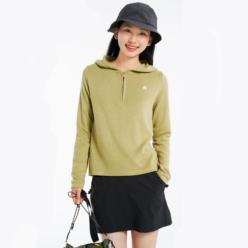 

Women s Autumn Niche Design Half-Zip Hoodie Long Sleeve T-Shirt L