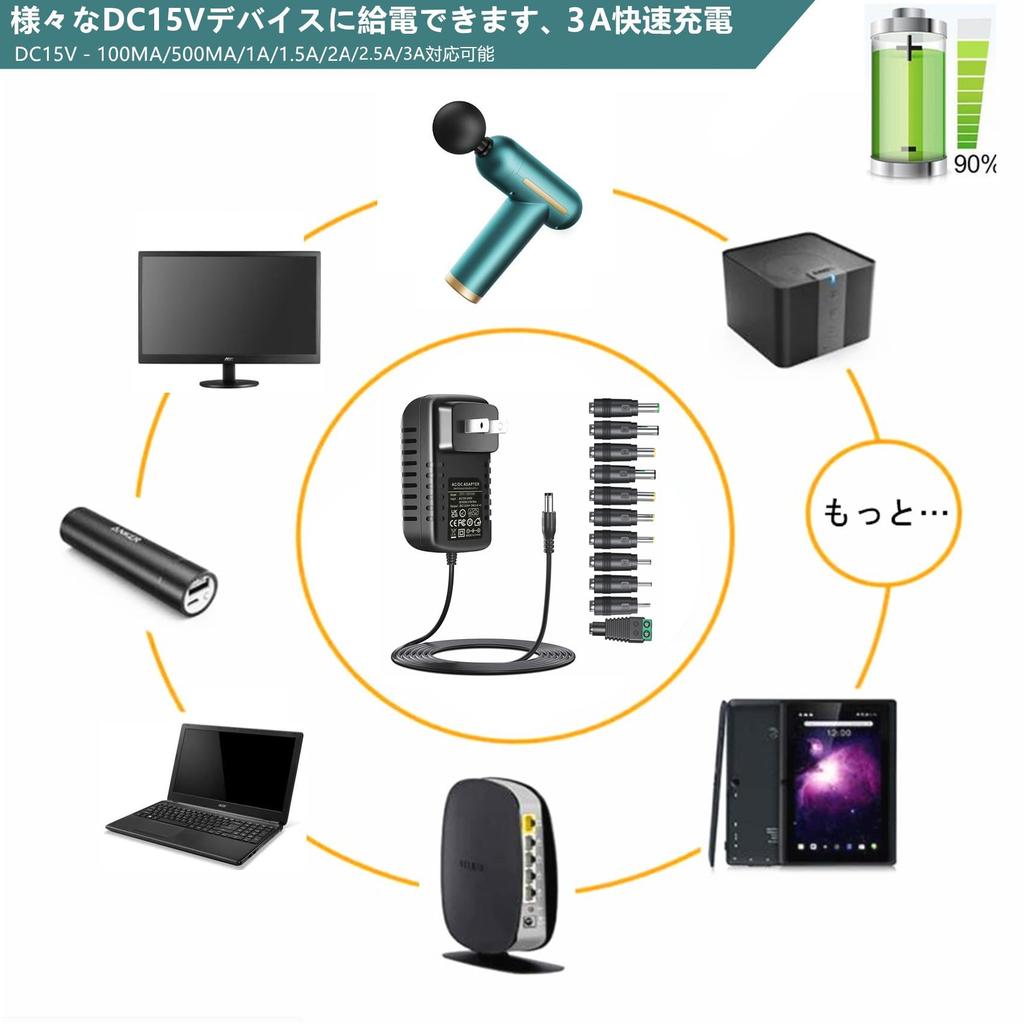 Konvertierungsbuchse, Allzweck-AC-Adapter 15 V 3 A, kompatibel mit 2 A 1 A DC15 V-Netzteil als Ersatz für Ladegerät zur Stromversorgung von Air PC 15 V DC-Adapter