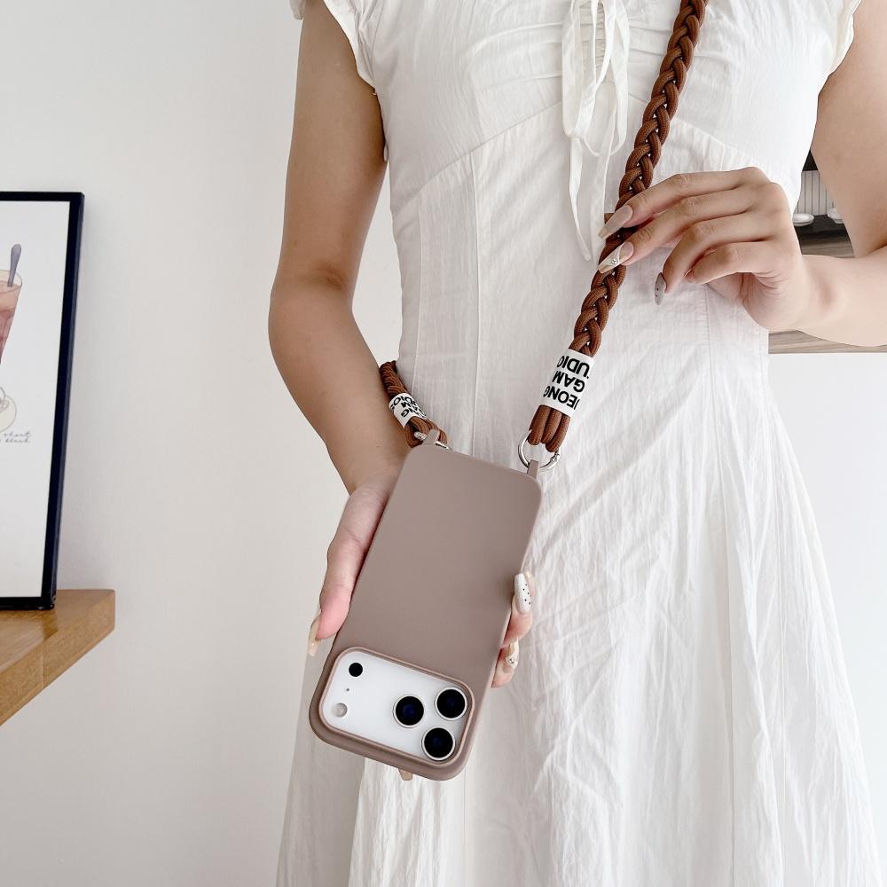 Crossbody Lanyard Matte Liquid Silicone Case For iPhone 17 16 15 14 13 12 11 Pro Max Shoulder Strap Necklace Cord Soft Cover