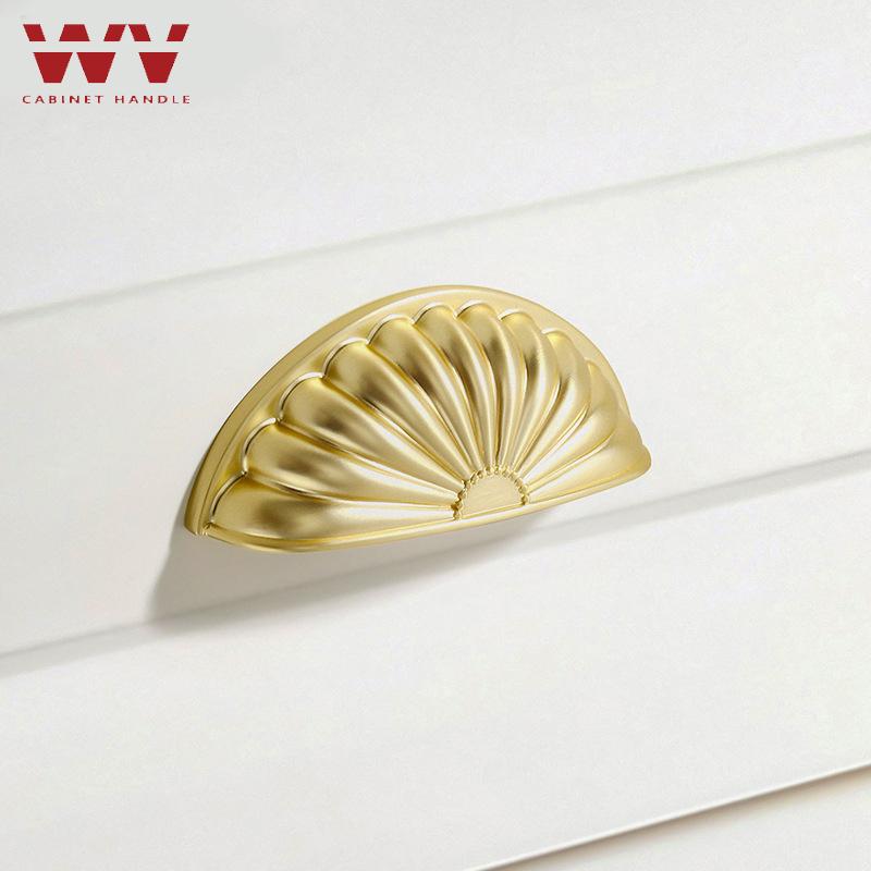 Gold Handle Kitchen Cabinet Storage Seashell Handles Door Knobs Furniture Kitchen Item Cupboard Closet Drawer Dressers Wardrobe