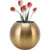 Nordic Style Round Vase Stainless Steel Flower Arrangement Vase Modern Small Flower Vase Vintage Flower Vase for Living Room Bedroom Office(Gold)