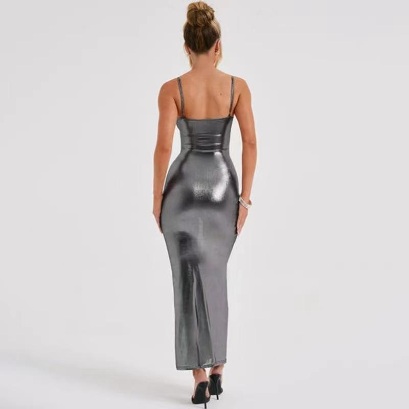 Women's clothing 2025 winter new fashion sexy off-the-shoulder slim suspender dress children's dress