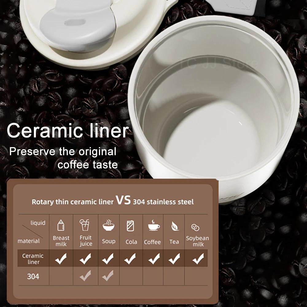 400ML Ceramic Liner Thermos Coffee Cup Travel Coffee Mug Vacuum Insulated Thermos for Coffee Thermal Cup Tumbler Birthday Gift