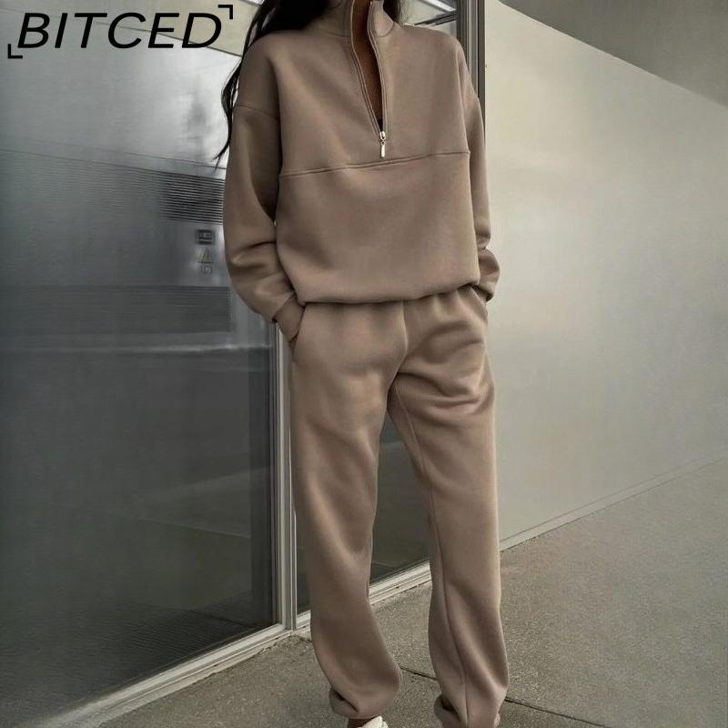 BITCED Women's Versatile Casual Fashion Thickened Long-Sleeved Hoodie and Trousers Two-Piece Set