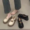 Mary Jane women's shoes summer 2025 new models with skirts big head single shoes muffin platform French black small leather shoes