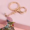 Rhinestone Peacock Keychain Enamel Peacock Charm with Feather Sparkly Peacock Key Chain Bag Charm Gift for Women Men