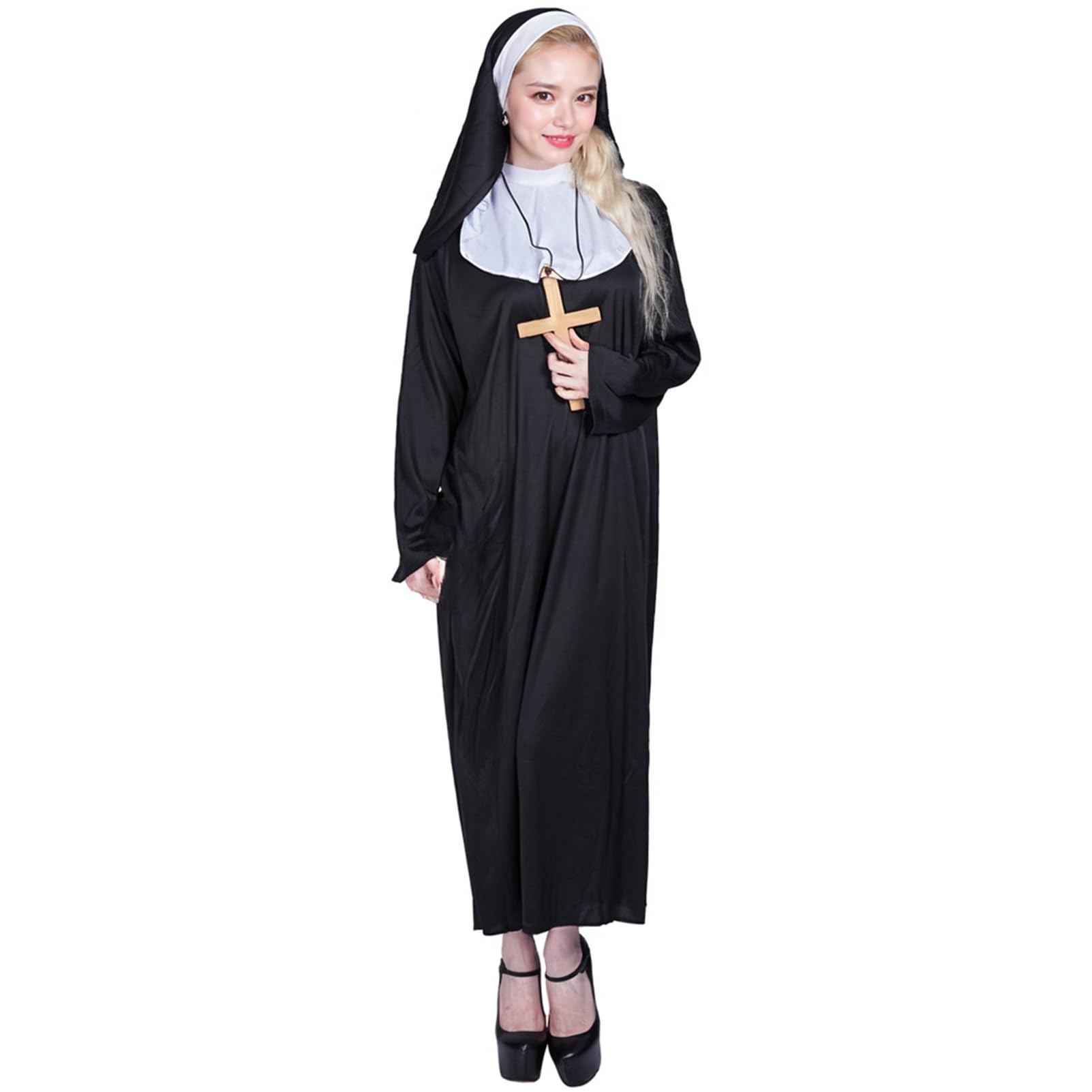 

Sister Cosplay Cross Costume Outfit Nun Halloween Costume Virgin Mary Saint Monk A [R-Dream] Open-chested (Set (Basic Set))