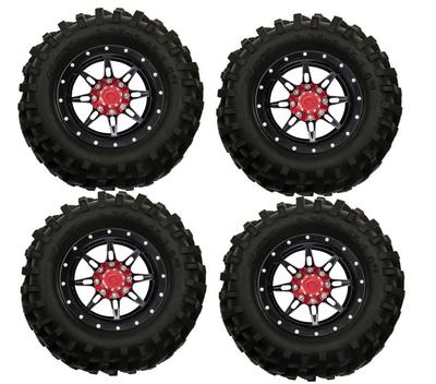 1.9-inch Beadlock Wheel Rim with 96mm Rubber Tires for 1:10 Scale Axial SCX10, D90, and D110 RC Cars (Model 1)