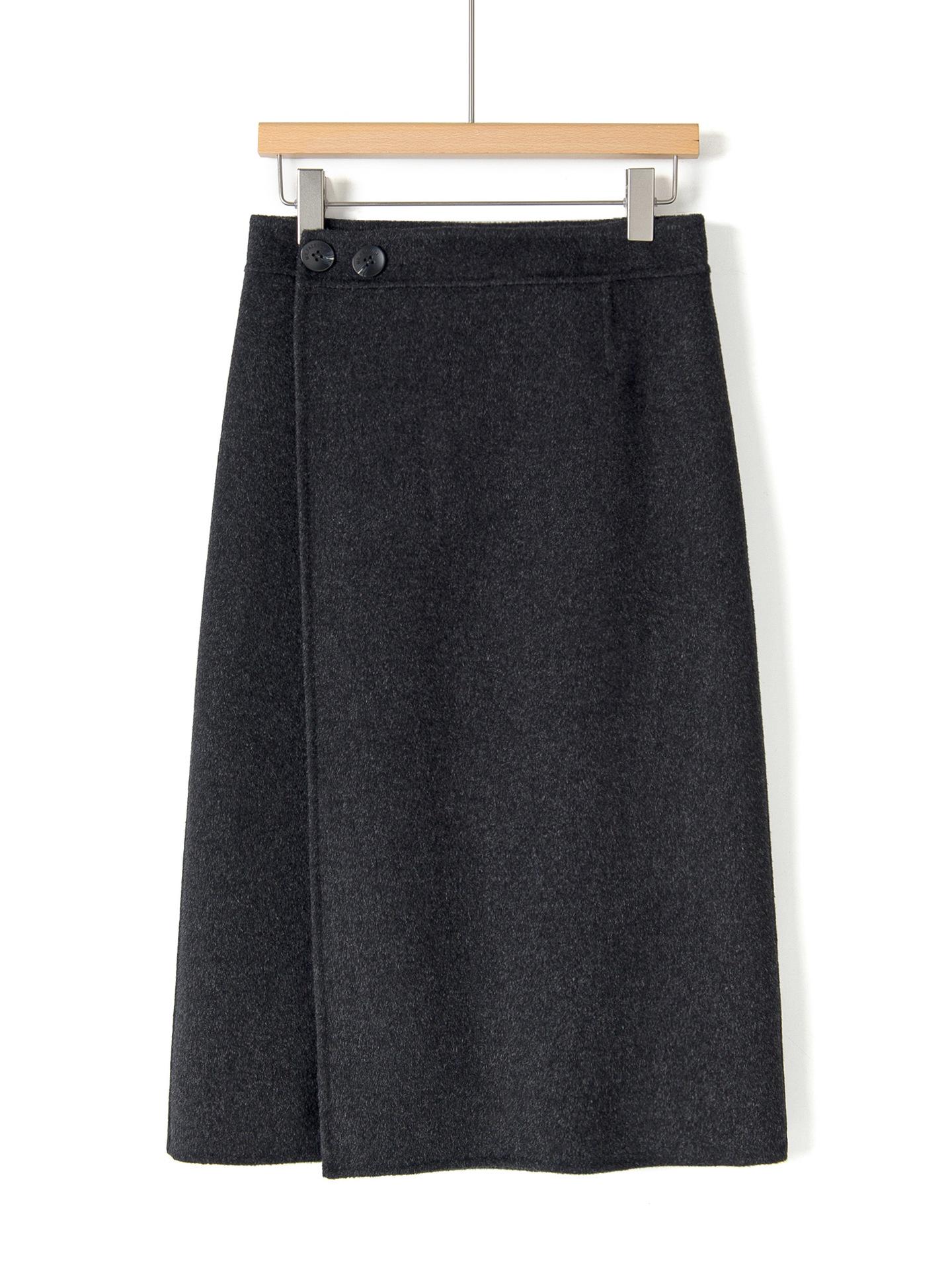 

Осенне-зимняя юбка-карандаш средней длины из фланели, 100% шерсть M (45-60 kg) темно-серого