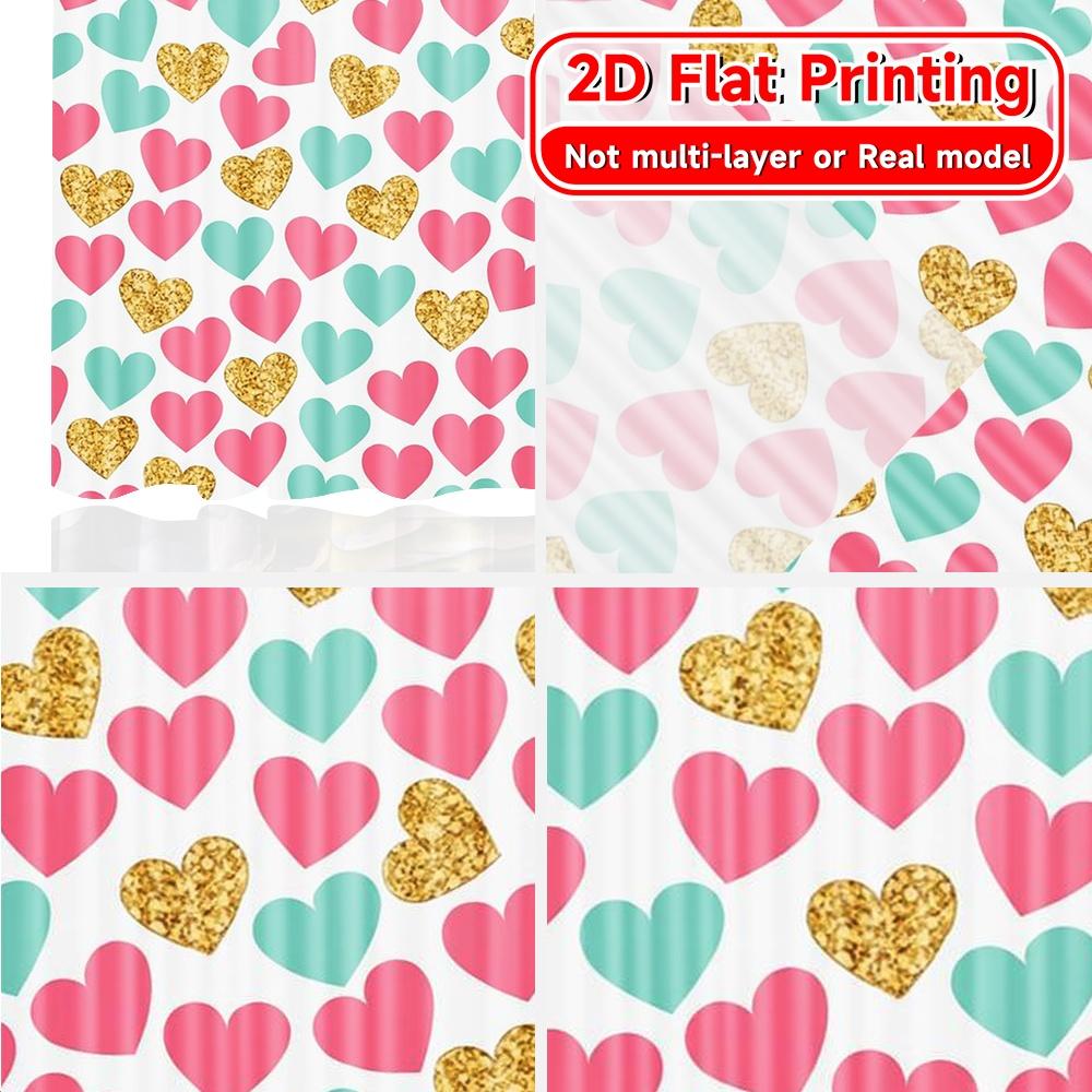 Flat Printing Heart Delight Popular Curtains Window Treatment Fabric Decorations Outdoor Suitable Kitchen Curtain Set Of 2 Made Polyester Washable